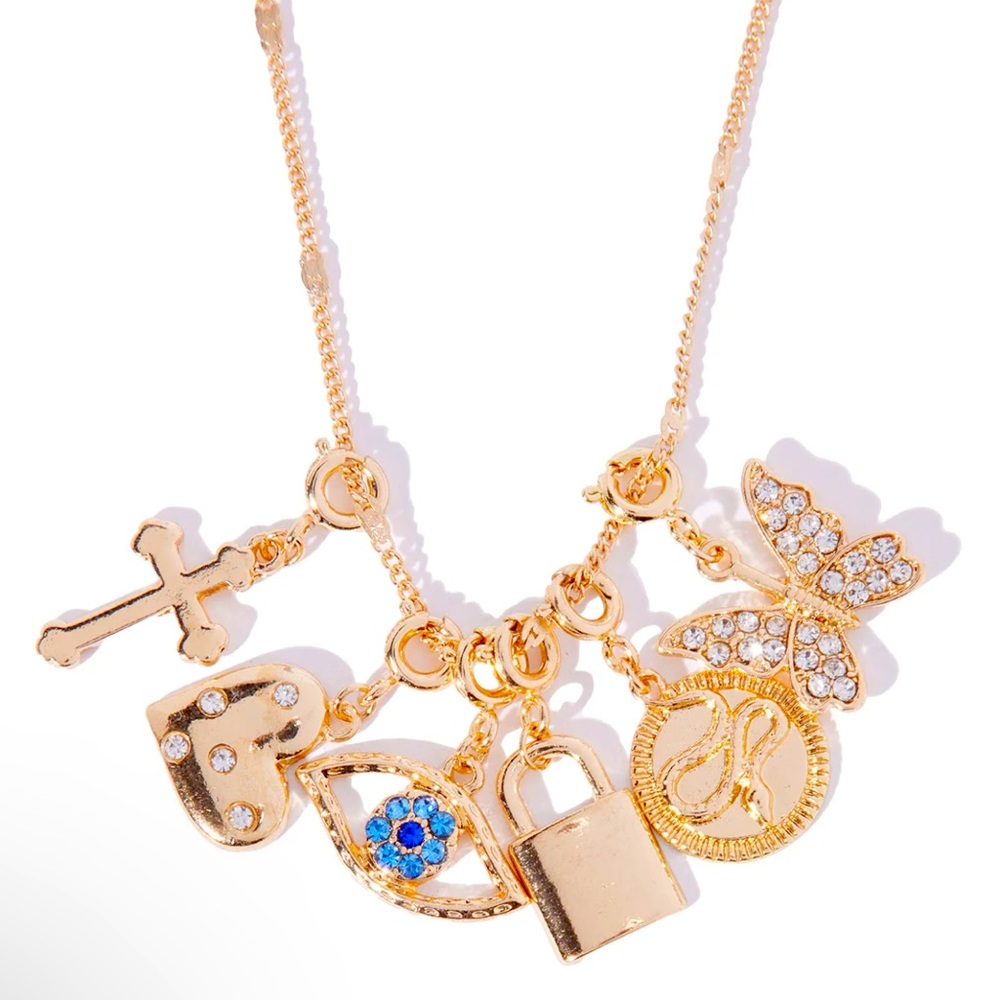 New necklace charms chain and blue eye not included